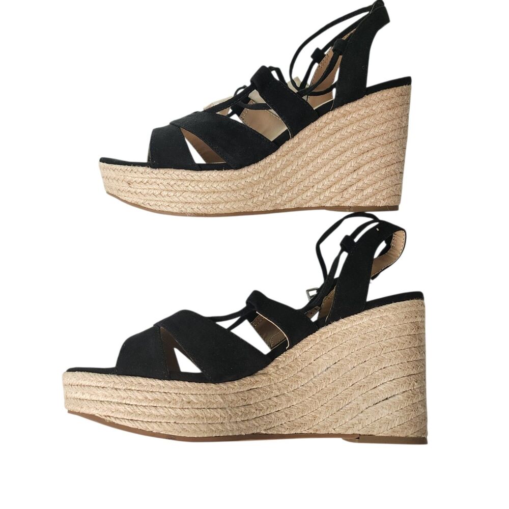 Sun + Stone Black Tiinsley Strappy Espadrille Platform Wedge Sandal 10 NWT - Picture 3 of 7